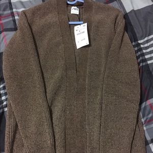 ZARA Chenille Cardigan Brown